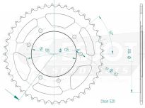 Steel rear sprocket 45 teeth