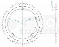 Steel rear sprocket 44 teeth