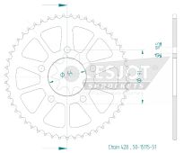 Steel rear sprocket 51 teeth