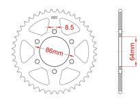 Steel rear sprocket 45 teeth