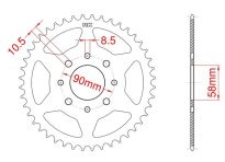 Steel rear sprocket 42 teeth