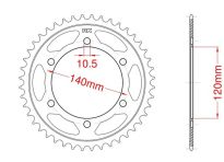 Steel rear sprocket 42 teeth