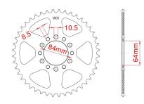 Steel rear sprocket 45 teeth