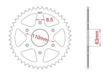 Steel rear sprocket 42 teeth