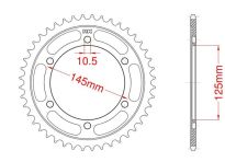 Steel rear sprocket 45 teeth