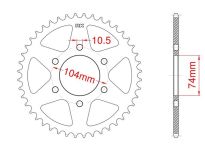 Steel rear sprocket 42 teeth