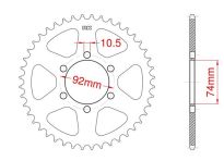 Steel rear sprocket 45 teeth