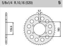 Steel rear sprocket 45 teeth