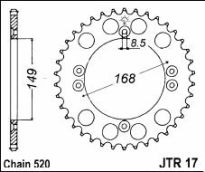 Steel rear sprocket 42 teeth