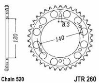 Steel rear sprocket 38 teeth