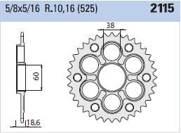 Steel rear sprocket 39 teeth