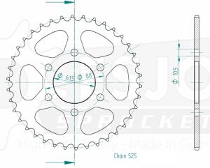 Steel rear sprocket 38 teeth