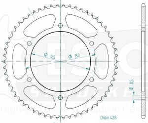 Steel rear sprocket 58 teeth