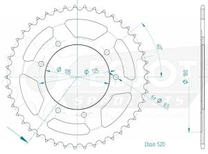 Steel rear sprocket 45 teeth