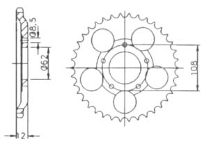 Steel rear sprocket 51 teeth