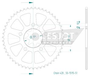 Steel rear sprocket 51 teeth