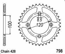 Aluminium rear sprocket 46 teeth