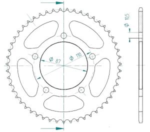 Steel rear sprocket 51 teeth