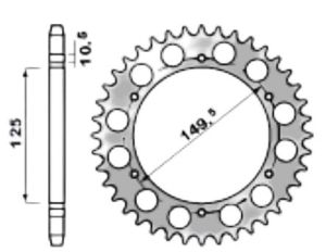 Steel rear sprocket 44 teeth