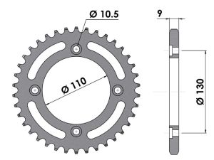 Steel rear sprocket 38 teeth