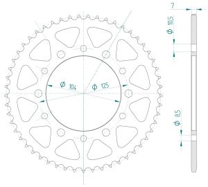 Steel rear sprocket 53 teeth