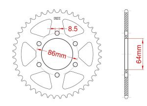 Steel rear sprocket 45 teeth