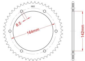 Steel rear sprocket 52 teeth