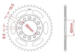 Steel rear sprocket 45 teeth