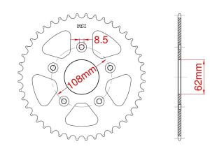 Steel rear sprocket 39 teeth