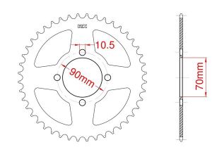 Steel rear sprocket 43 teeth