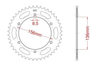 Steel rear sprocket 46 teeth