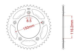 Steel rear sprocket 42 teeth