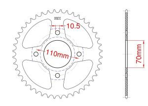 Steel rear sprocket 44 teeth