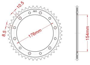 Steel rear sprocket 43 teeth