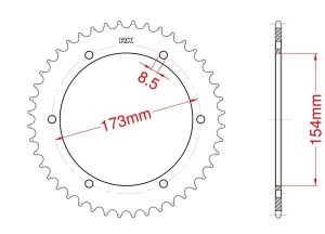 Steel rear sprocket 43 teeth