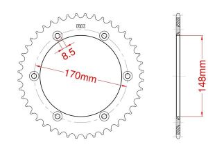 Steel rear sprocket 47 teeth