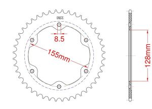 Steel rear sprocket 38 teeth