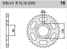 Steel rear sprocket 44 teeth