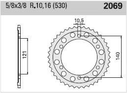 Steel rear sprocket 40 teeth