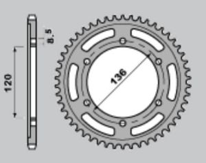 Steel rear sprocket 44 teeth