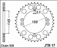 Steel rear sprocket 42 teeth