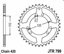 Steel rear sprocket 50 teeth