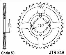 Steel rear sprocket 38 teeth