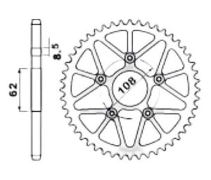 Aluminium rear sprocket 58 teeth