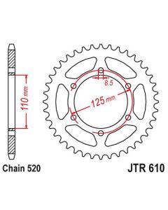 Achtertandwiel aluminium 44 tanden niet std