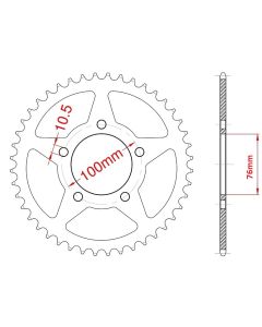 Achtertandwiel staal 47t 520 76-100