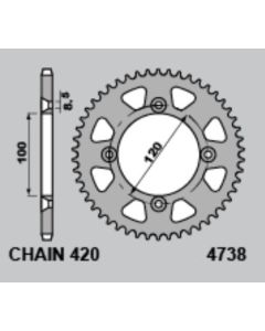 Achtertandwiel alu 47 tanden