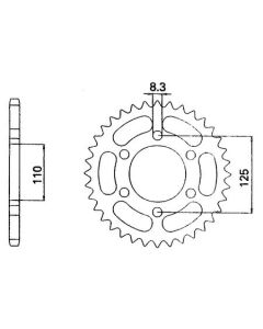 Achtertandwiel aluminium 52 tanden