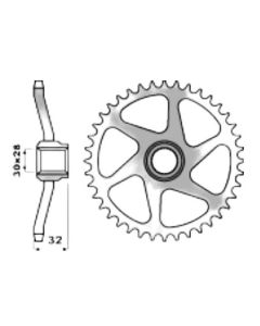 Achtertandwiel staal 40 tanden (pas=420)