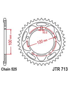 Achtertandwiel staal C45 versterkt 40 tanden